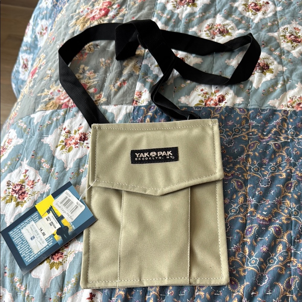 Yak Pak Beige Crossbody Bag with Black Strap